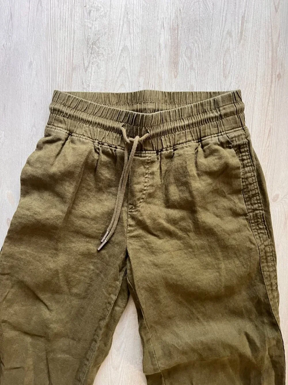 Quince 100% European Linen Wide Leg Pants Martini Olive S